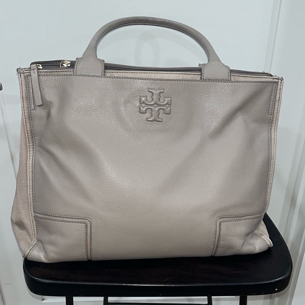 Tory Burch pebbled leather taupe bag